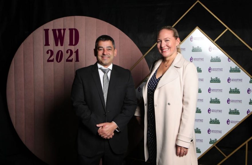 Douglas Partners' Rachel Collier and Arthur Castrissios at the IWD luncheon 2021
